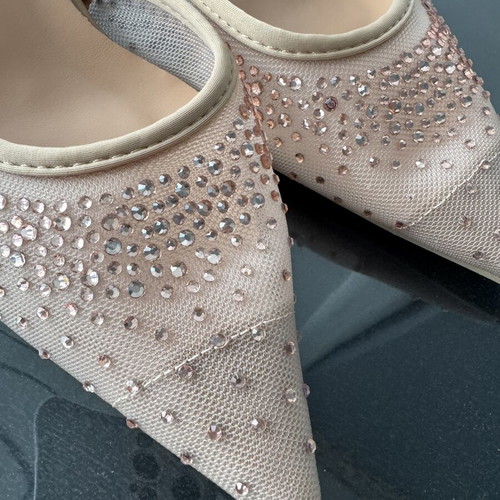 Sandals like new with rhinestones, size 36.5, beige and pink