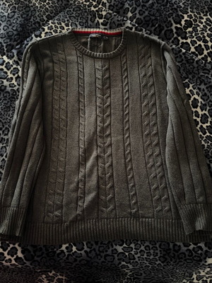 Nautica Men's Cable Knit Sweater Gray Size XL Like New