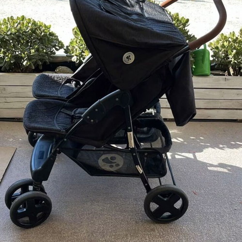 Lorelli Twin twin stroller used with large storage basket