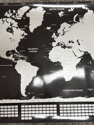 Divalis scratch off world map new, black and silver XL