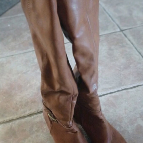 Leather boots with fur size 38 brown like new