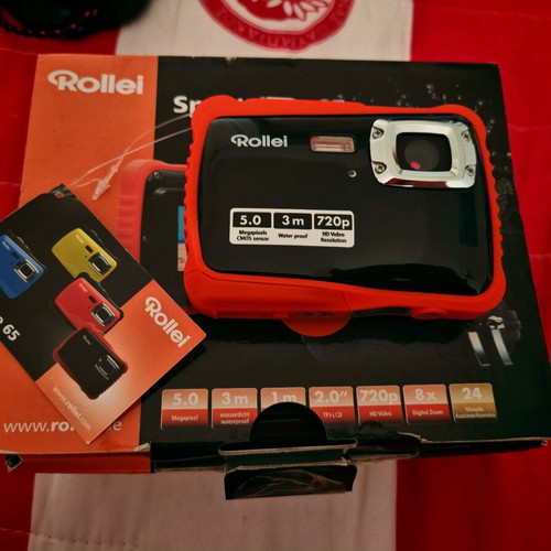 Rollei Sportsline S65 αδιάβροχη φωτογραφική μηχανή αμεταχείριστη στο κουτί, πορτοκαλί μαύρο