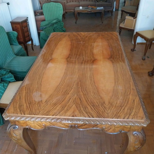 Living room furniture set used, handmade carved pieces from 1960s
