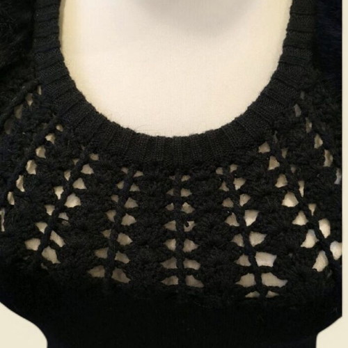 Winter wool knit dress with real fur size S like new