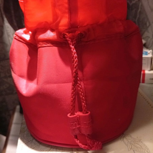Toiletry bag red pouch used