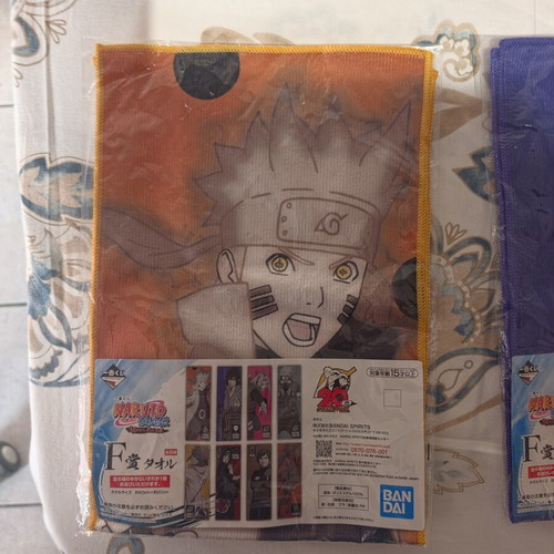 Naruto and Sasuke Kuji prize towels new, sealed