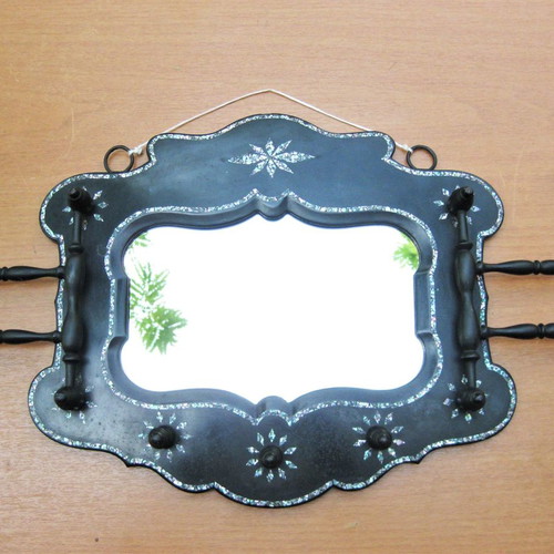 Mirror hanger used, handmade wooden with mother-of-pearl inlay