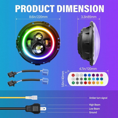 7-inch RGB LED headlights for Jeep Wrangler JK LJ Lada Niva Golf 2 Cherokee, used, 3 pcs with defects