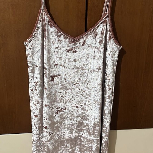 Pink Woman velvet mini dress with straps, Small