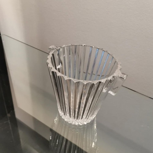 Crystal ice bucket vintage ’60s used with handles and ribbed design