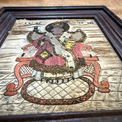 Hand-Embroidered Icon of Saint Nicholas 1922 used