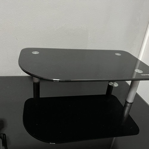 Glass desk used with metal frame, modern design