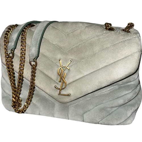 YSL Loulou shoulder bag like new, light blue gray suede leather