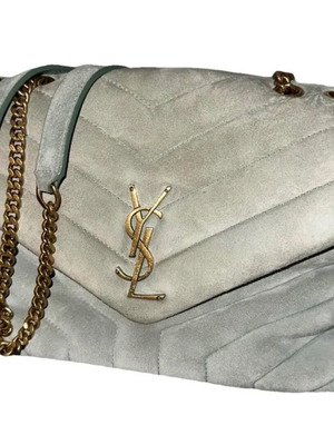 YSL Loulou shoulder bag like new, light blue gray suede leather