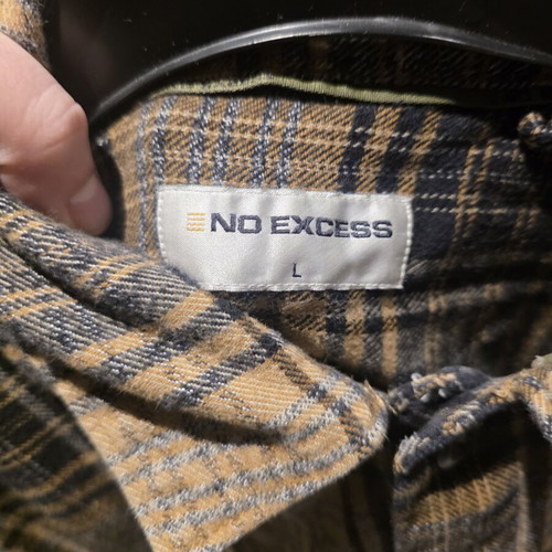 No Excess checked shirt jacket, men's L, brown