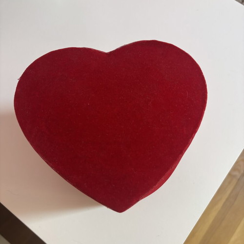 Red velvet heart-shaped box