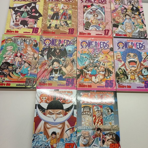 One Piece manga volumes 16-18, 52-58