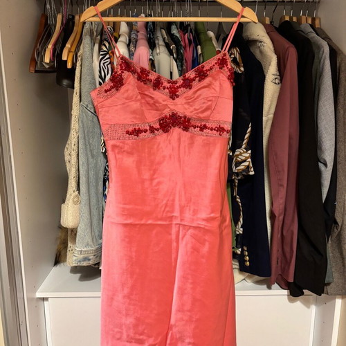 Mini Laurel dress like new, pink-fuchsia with embroidery, size S 36