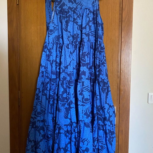 Karavan blue long dress with belt, like new, one size