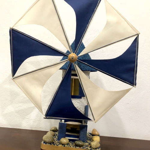 Handmade windmill used, height 53cm, width 43cm
