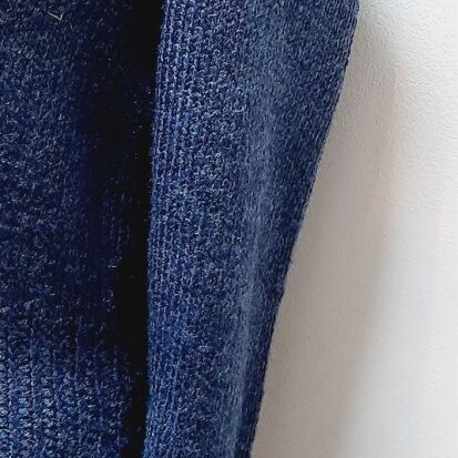 Vintage Hand-Knitted Dress Blue Wool Blend Size L 90 cm