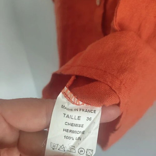 Patrick B Paris orange sleeveless top 100% linen, size S like new