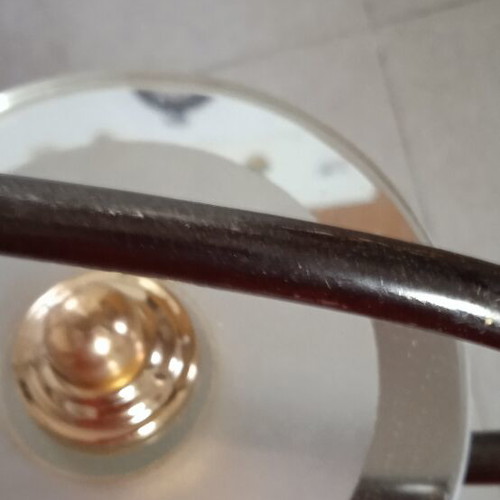 Ceiling light with three arms, metallic lead color, 51 cm height