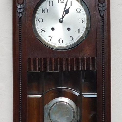 Wooden German Art Deco wall clock in excellent condition