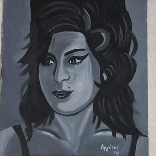 Portrait of Amy Winehouse acrylic on canvas like new