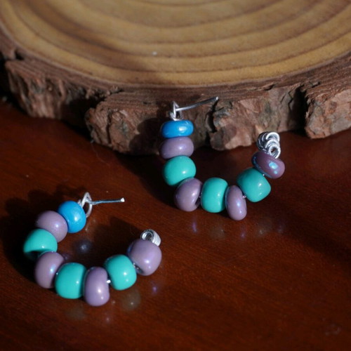 Handmade earrings with beads new in pastel colors