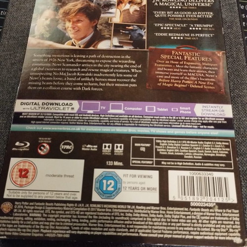 Fantastic Beasts And Where To Find Them Blu-ray like new with Greek subs