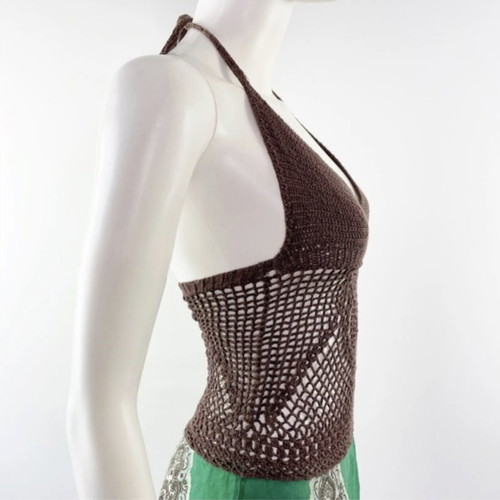BCBGMaxAzria vintage silk dress, size S, brown and green