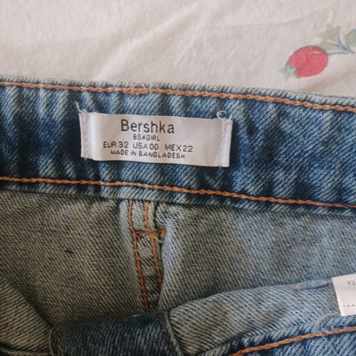 Bershka denim skirt with buttons, blue