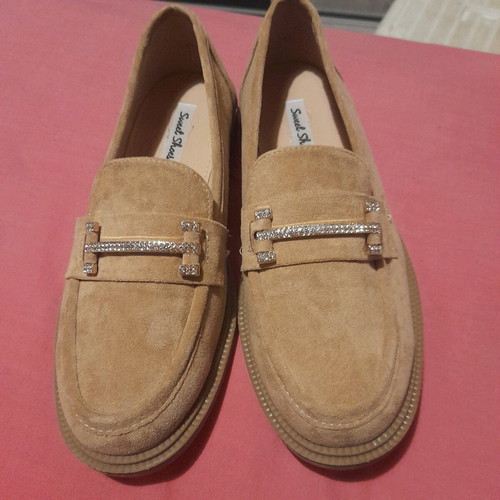 Suede moccasins new size 37 beige with buckle