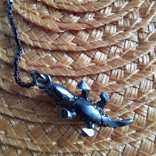 Diesel silver 925 small crocodile necklace, adjustable length