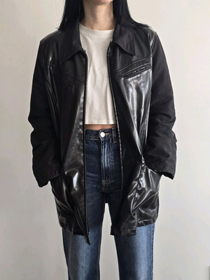 Black Leather-Style Jacket like new, size L