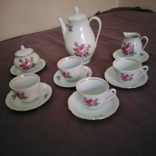 Antique wonderful espresso set for 4 people made of fine porcelain from Germany
