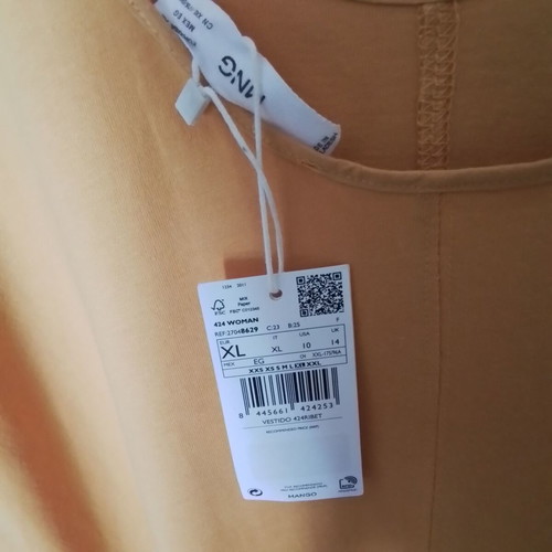 Mango long cotton dress XL new, orange