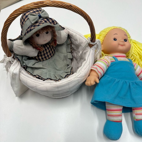 Dolls like new, set of 2 with basket