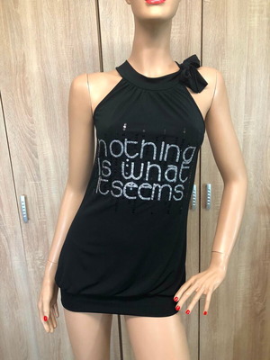 Just Top blouse size S new, black and silver