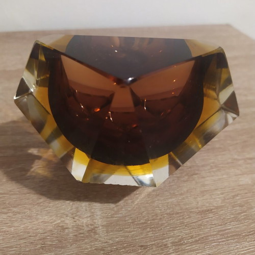 Murano ashtray 1970s brown yellow colors