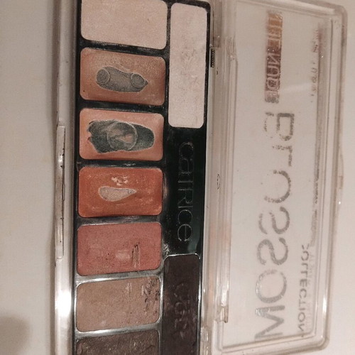 Catrice eyeshadow palette used, nudes and highlighters