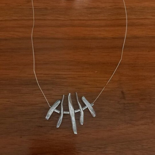 Silver aged hammered necklace