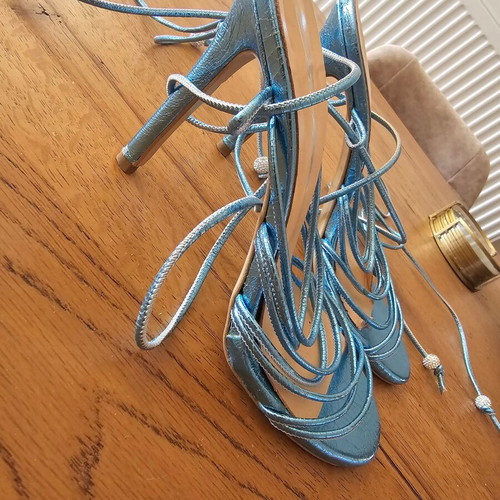 Sante Lace Up Sandals like new, blue, size 38, 10 cm heel