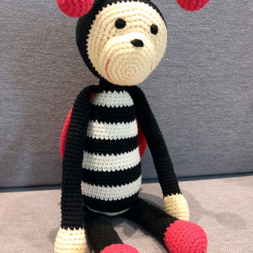Handmade crocheted ladybug doll 40 cm new, cotton yarn