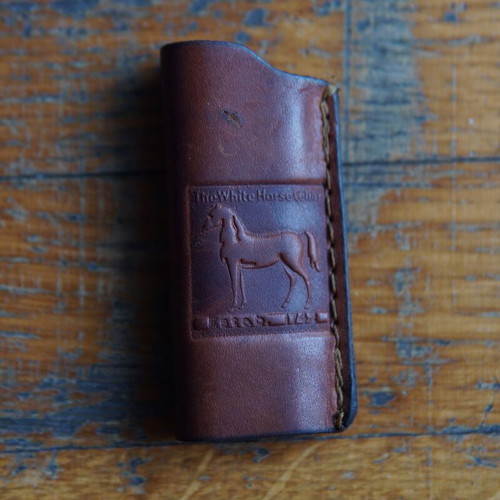 Leather lighter case White Horse used vintage collectible