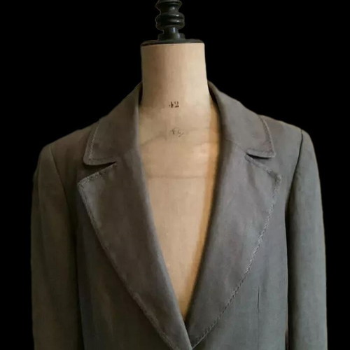 Marks & Spencer Chakki Ruffle Peplum Hem Linen Coat new, green, size 12