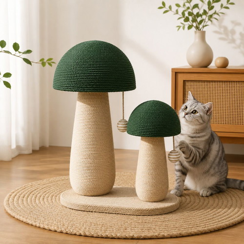 Cat Scratching Post Mushroom Design green, new, 48x30x50.5 cm