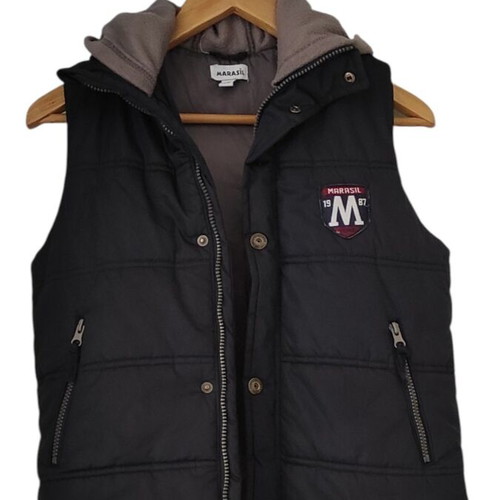 Marasil Puffy Vest for Boys 8 Years Like New Blue with Fleece Hood
