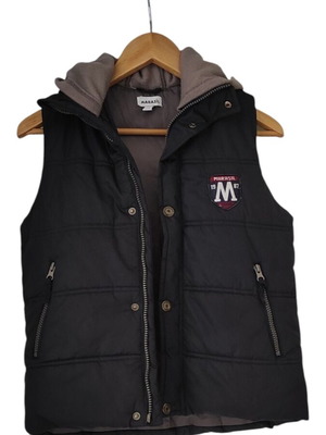 Marasil Puffy Vest for Boys 8 Years Like New Blue with Fleece Hood